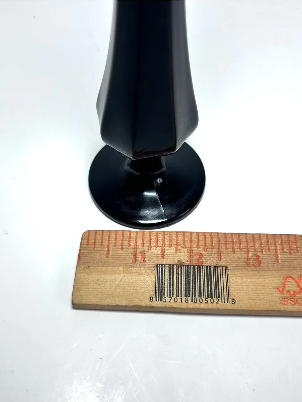 Fenton Black Glass Swung Bud Vase 8” MCM